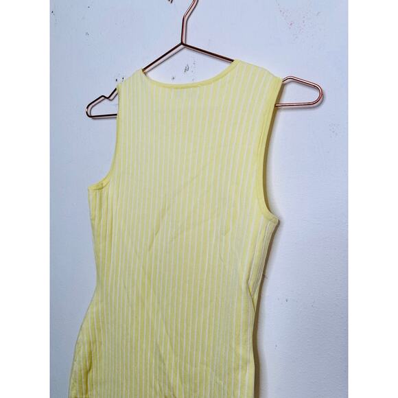 JASON WU Women's Light Yellow Ribbed Knit Sleeveless Form-Fitting Dress Size XS - Picture 10 of 16